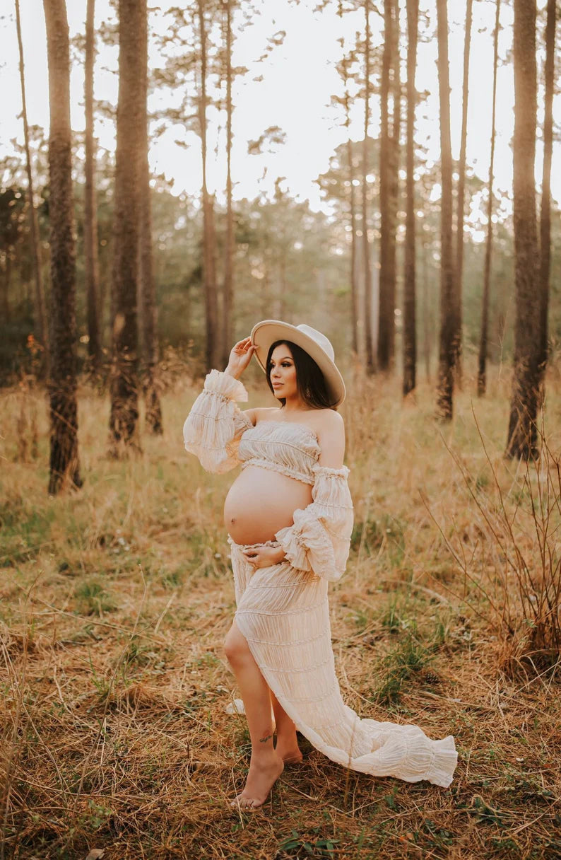 Two Piece Off The Shoulder Maternity Outfit