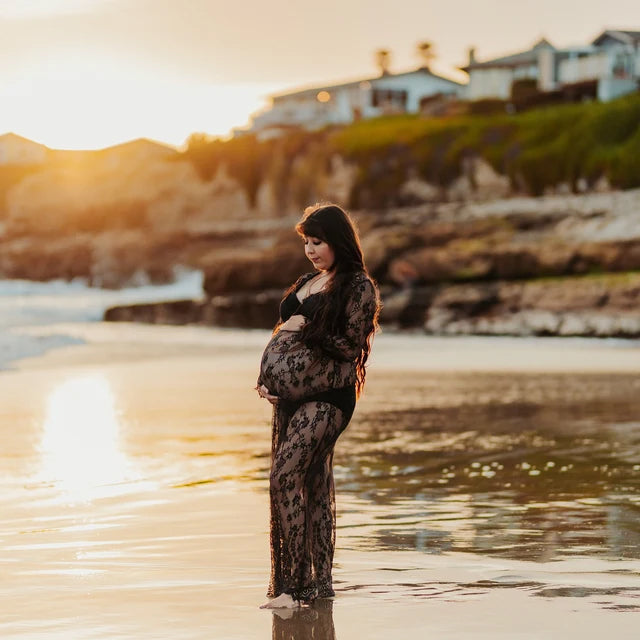 Lace Maternity Robe - Long Sleeve
