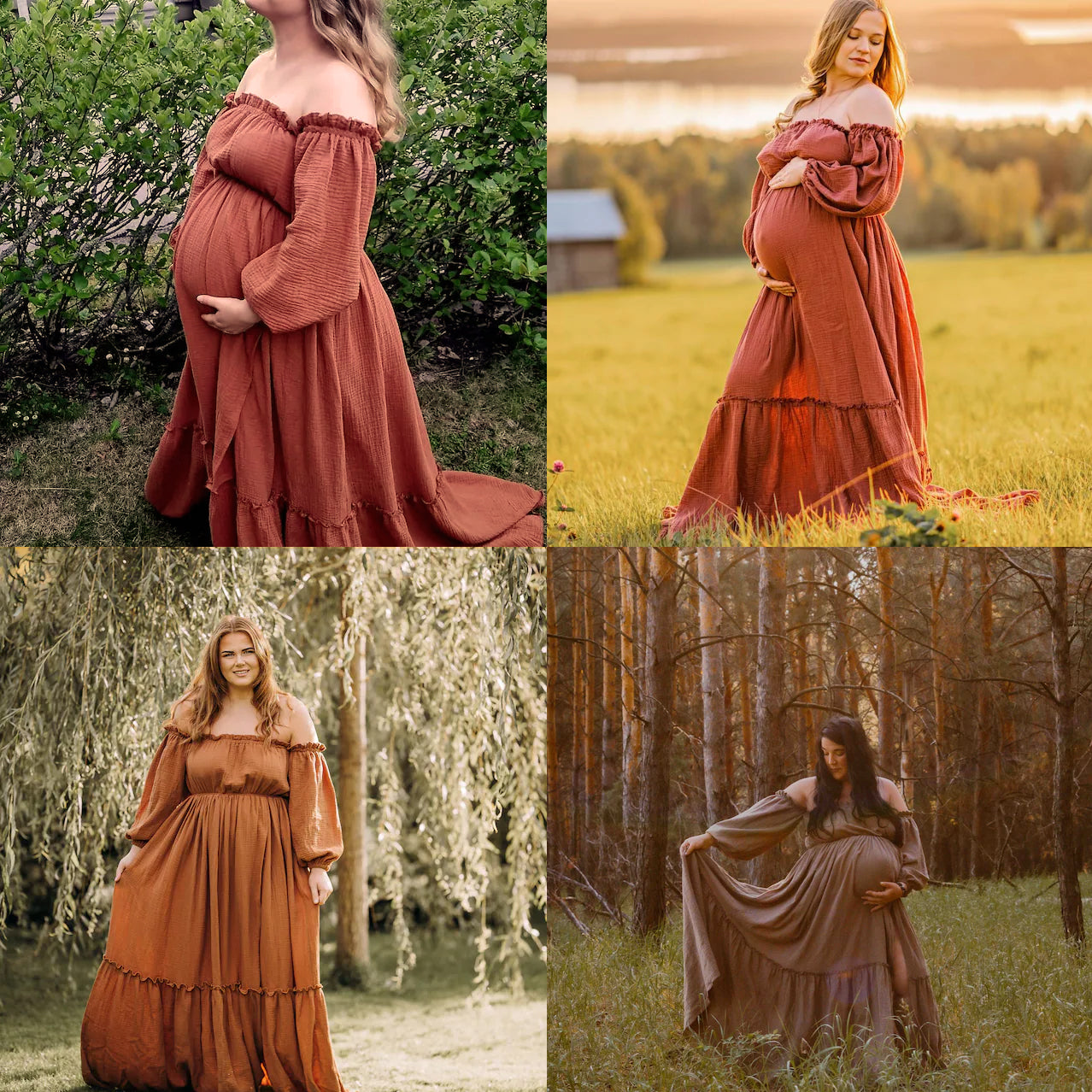 Off The Shoulder Women's Boho Maternity Dress