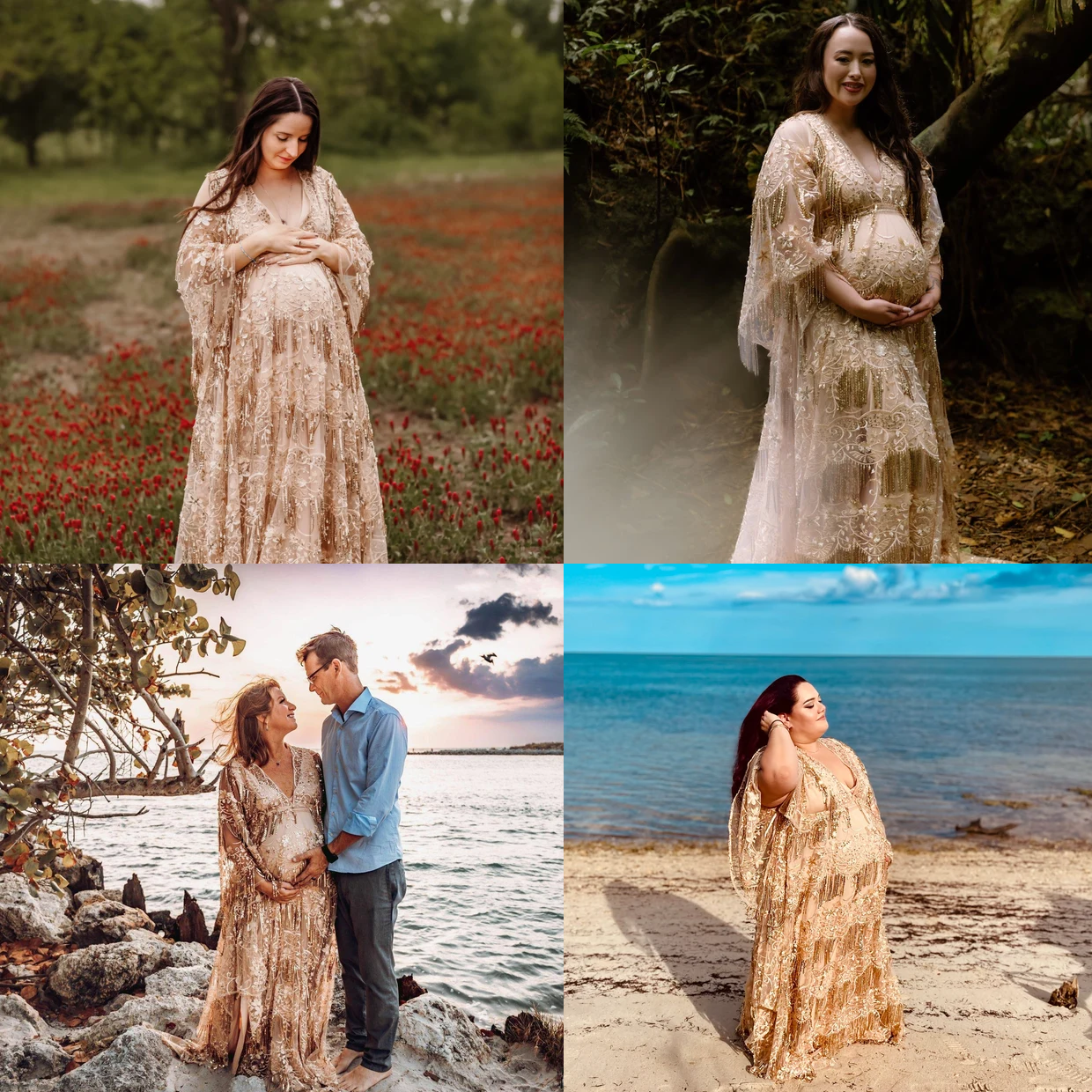 Lace Sequin Maternity Dress for Photo Shoots