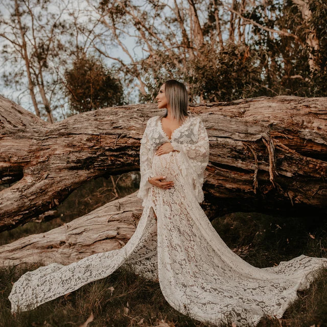 Lace Long Sleeve Maternity Gown