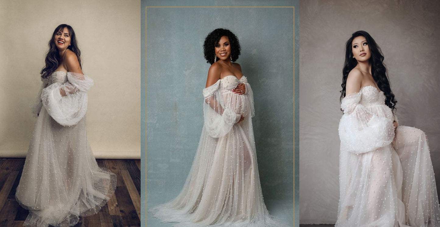Pearl Tulle Maternity Gown