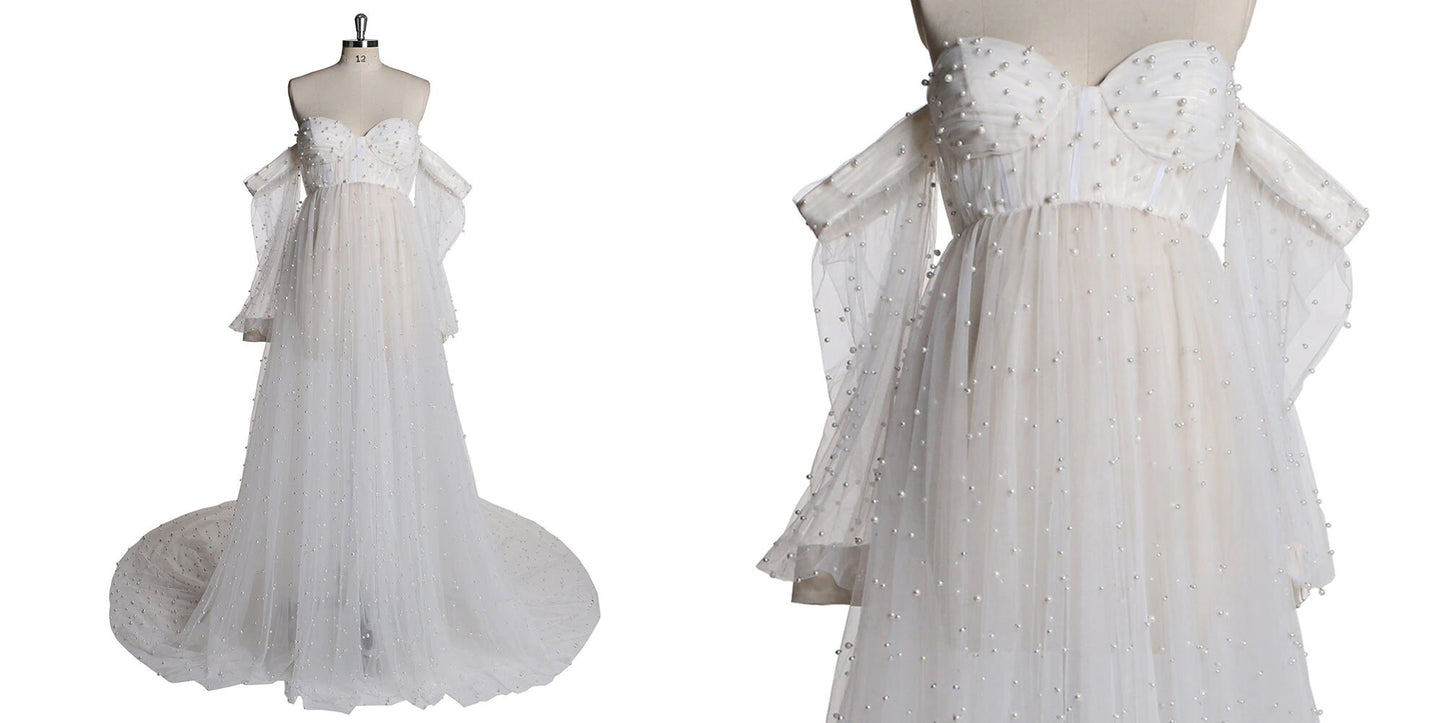 Pearl Tulle Maternity Gown